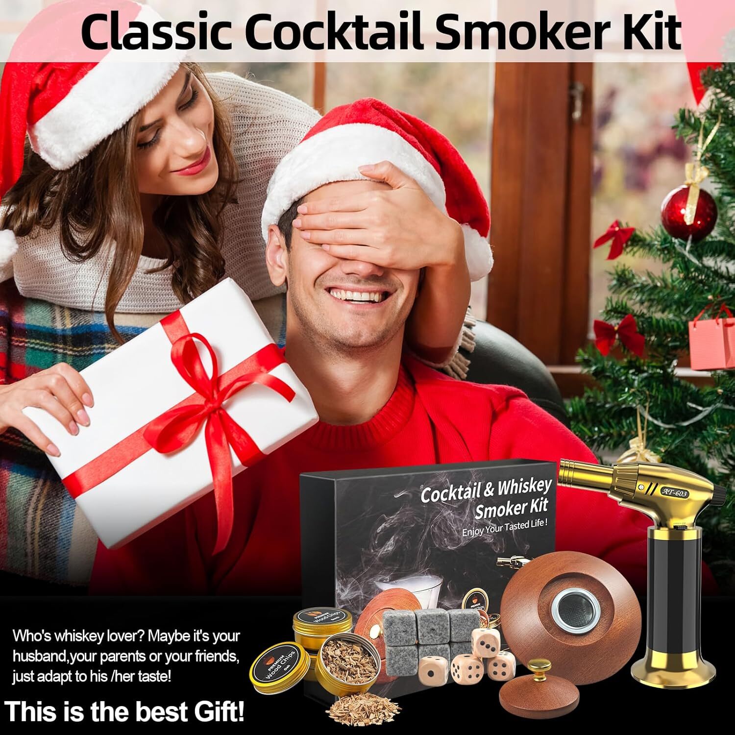 Cocktail Smoker Kit Whiskey Smoker Kit W/ Torch 8 Flavors Wood Chips for Whiskey