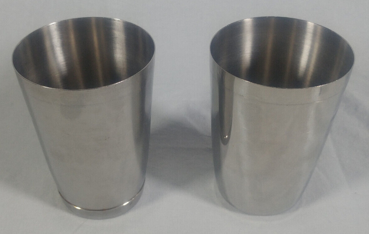 4 Piece Cocktail Mixing Shaker Kit 2- Stainless Shakers, Strainer, Double Jigger