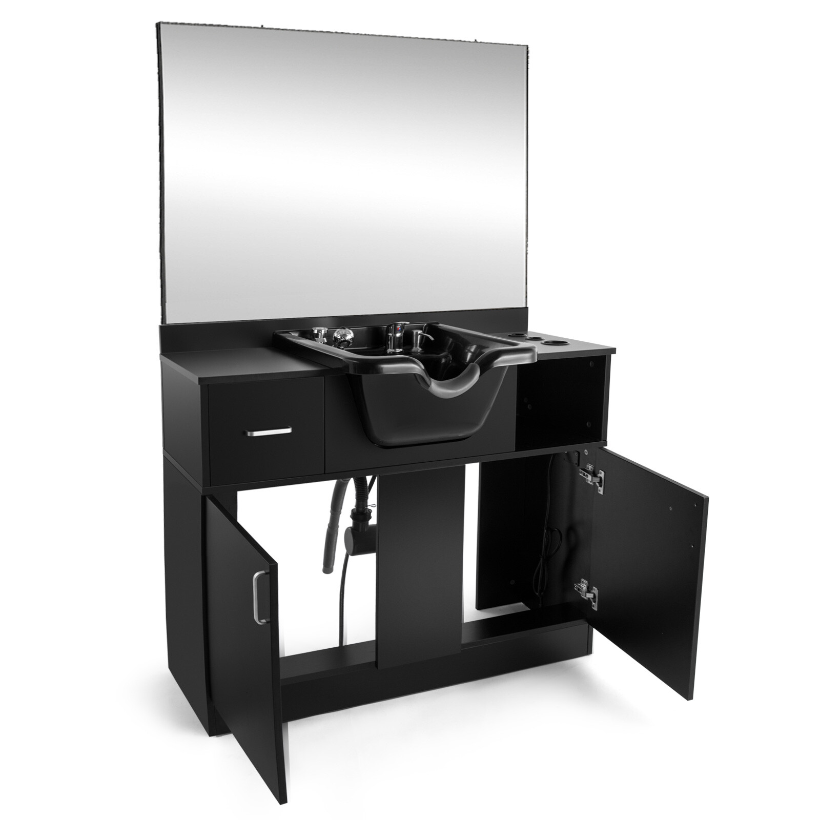 New Backwash Sink Station Shampoo Bowl Beauty Salon Spa Mirror+Drawer+USB+P Trap