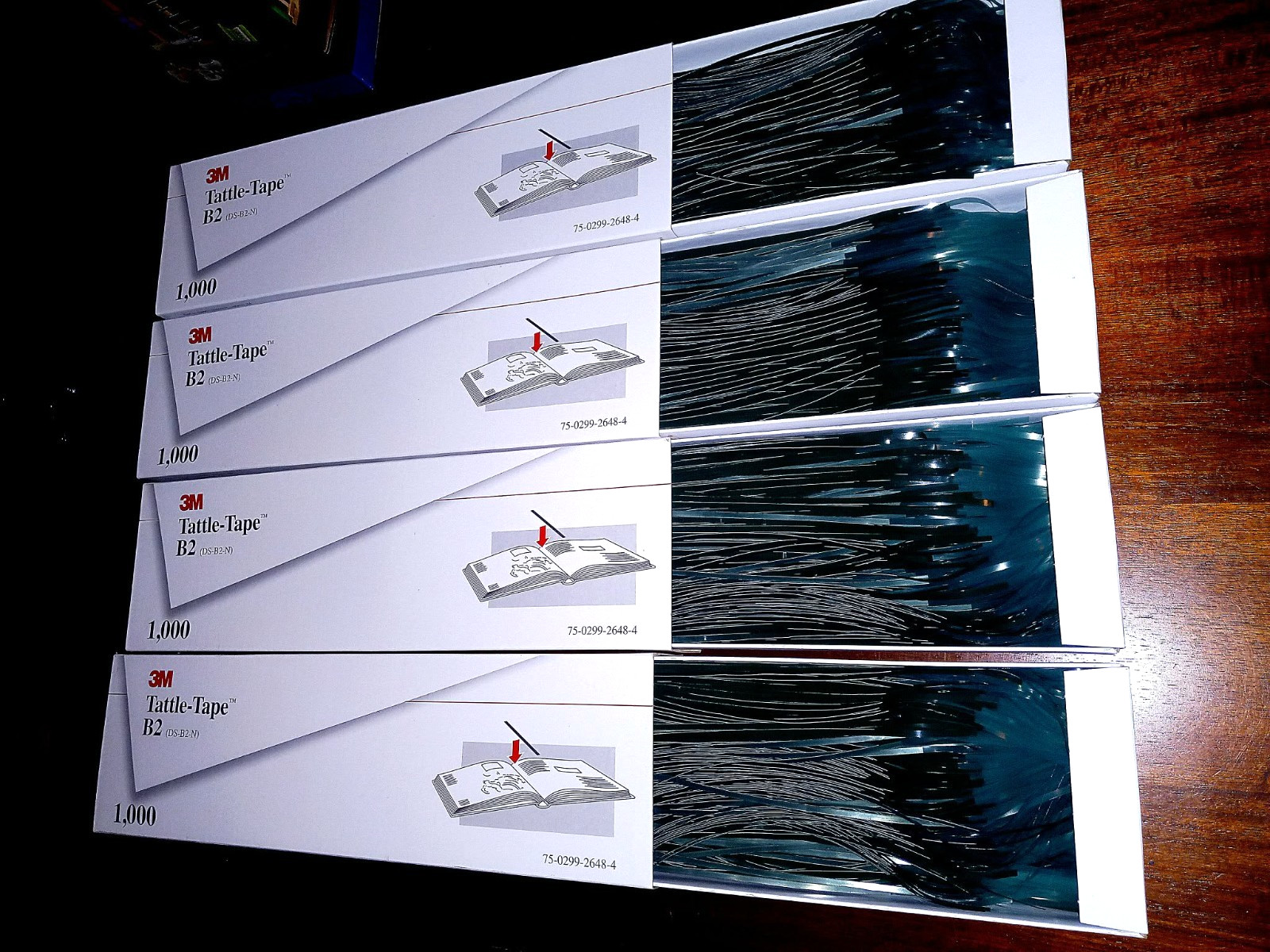 3M Tattle Tape B2 Library Book Security Strips 1000 Magnetic Adhesive LOT of 4!