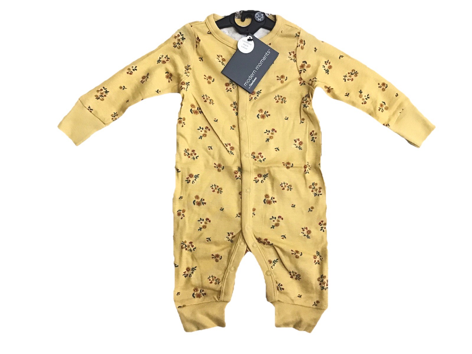 NEW INFANT GIRL'S 0-3 Month MODERN MOMENTS BY GERBER Onsie COVERALL Yellow (GM2)