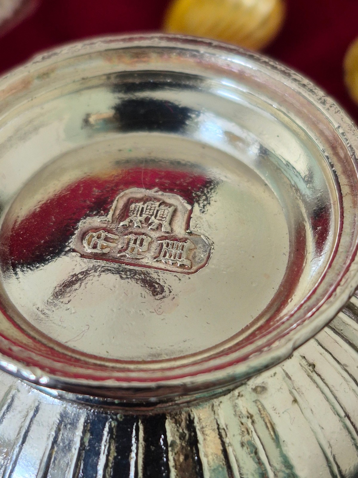 Vtg Silver tone Salt Cellars with Cobalt Blue Glass Liner with Spoons Set of 4