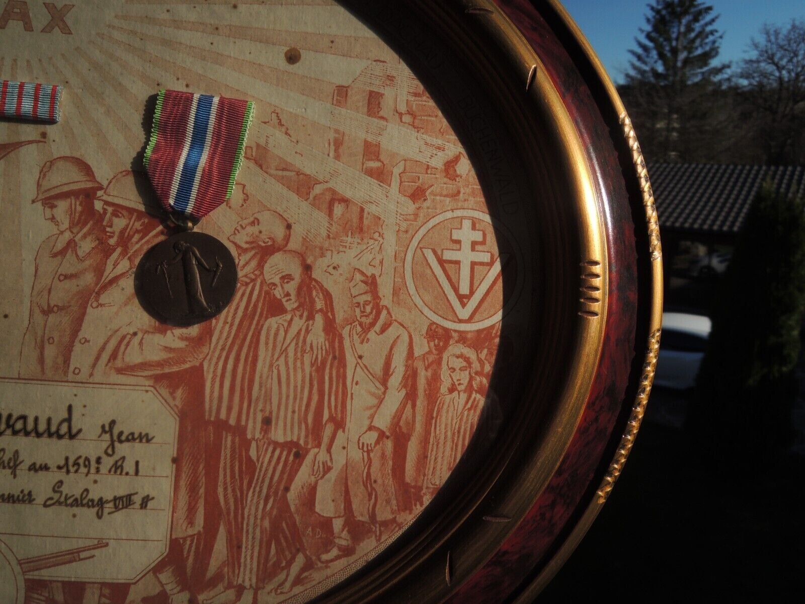 French commemorative certificate contraction camp Stalag VIII A 1939-45 military