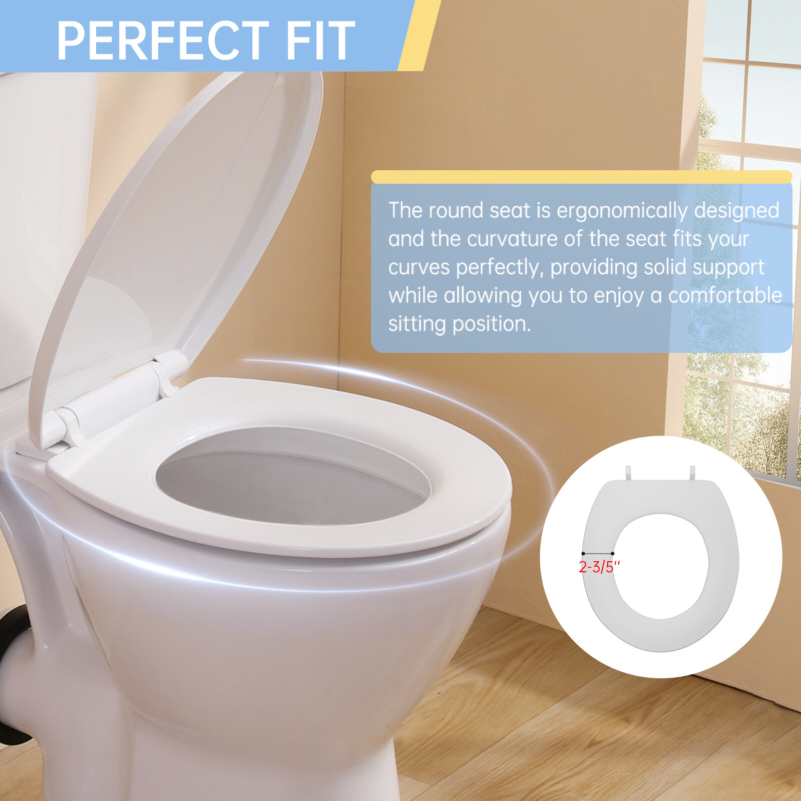 19" High Rear Outlet Toilet Dual Flush Round for Seniors Handicap Tall Users