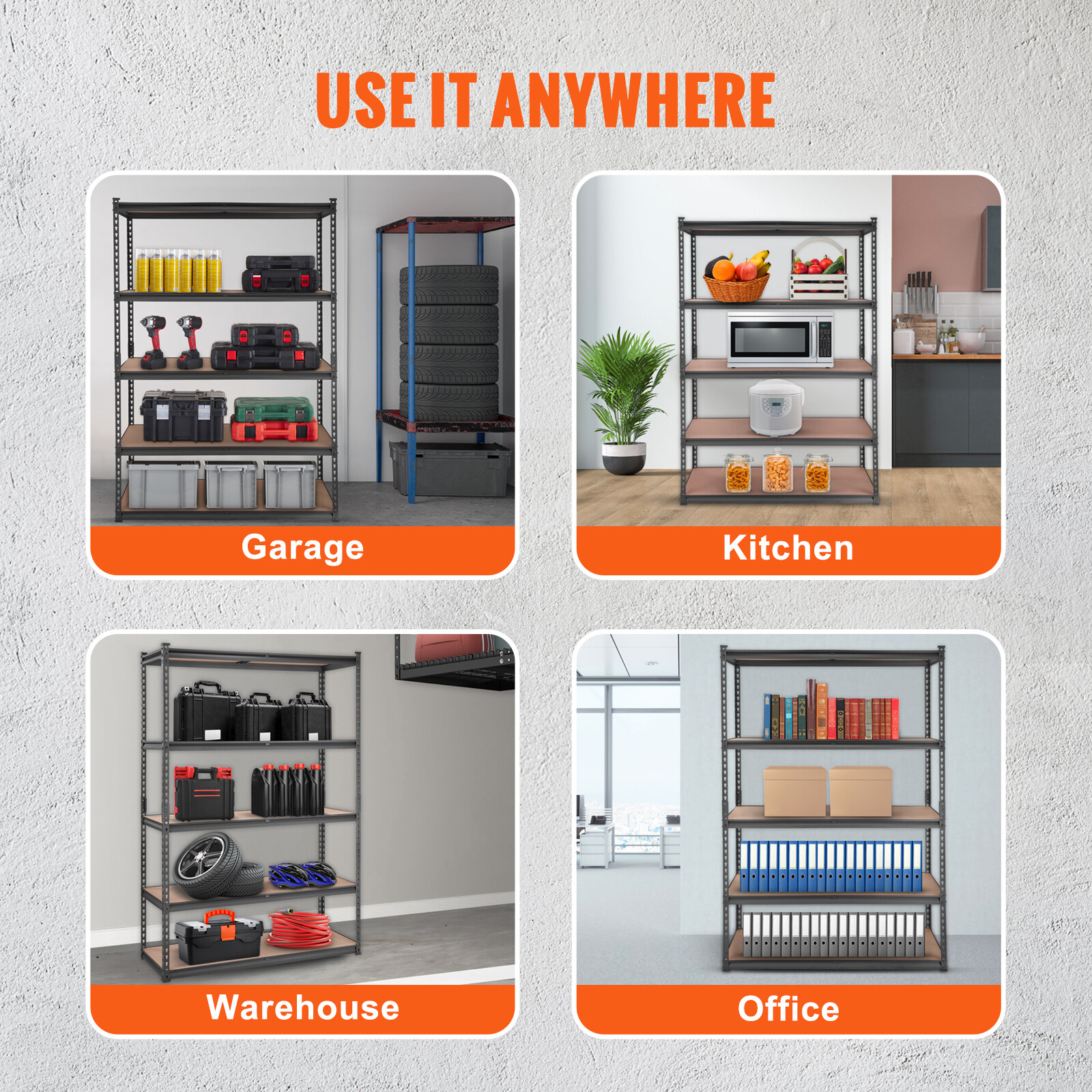 VEVOR Storage Shelving Unit Garage Storage Rack 5-Tier Adjustable 2000 lbs Load