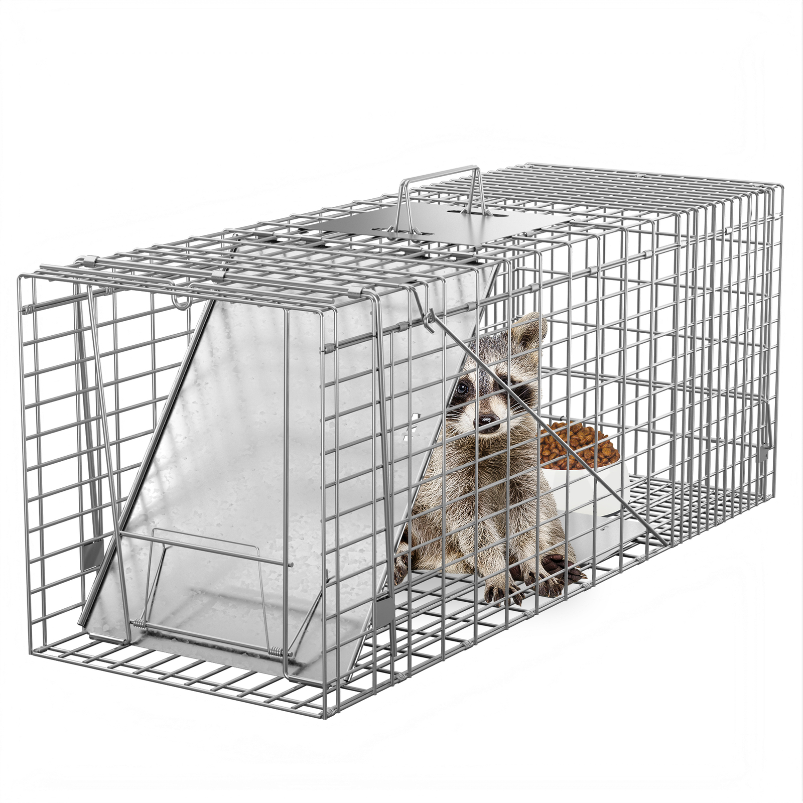 Live Animal Cage Trap 32" X 12.5" X 12" Humane Rodent Raccoon Cage w/Iron Door