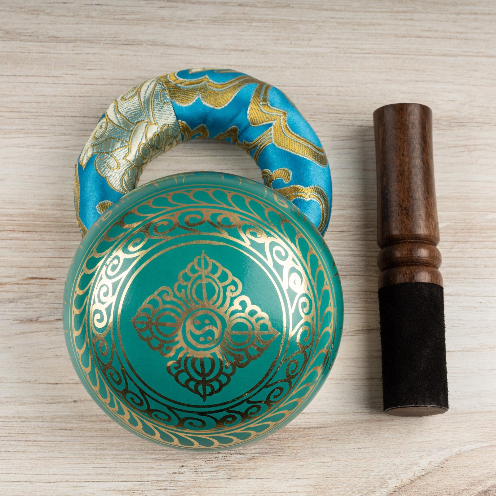 Tibetan Singing Bowl Turquoise Set, Made in Nepal, Sound Bowl, Chakra Healing
