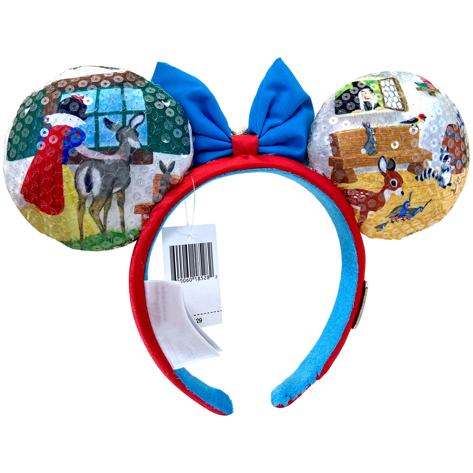 Disney~Parks 100 Decades Snow White Minnie Mouse Ears Blue Bow Apple Headband