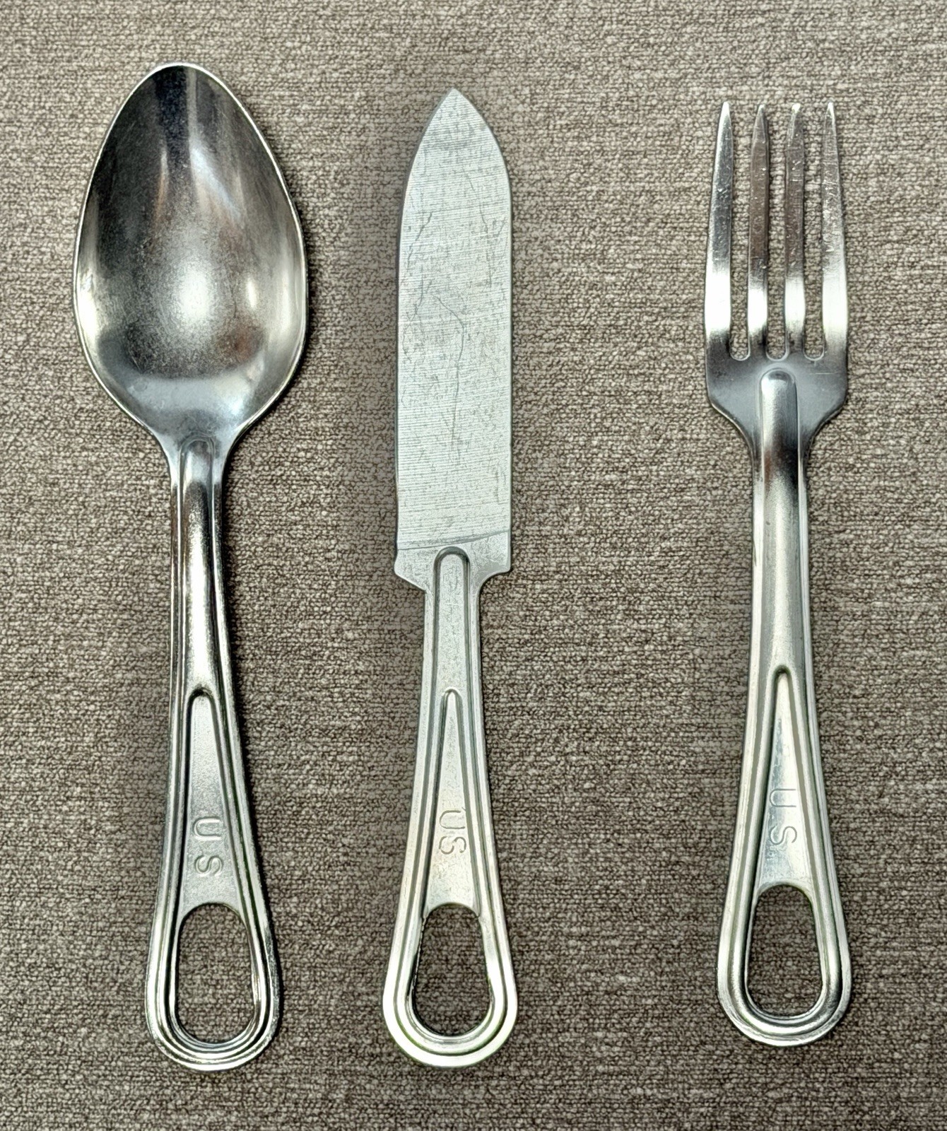 Vintage US Military Utica Skoco Cutlery Mess Kit Spoon Fork Knife Set Stainless