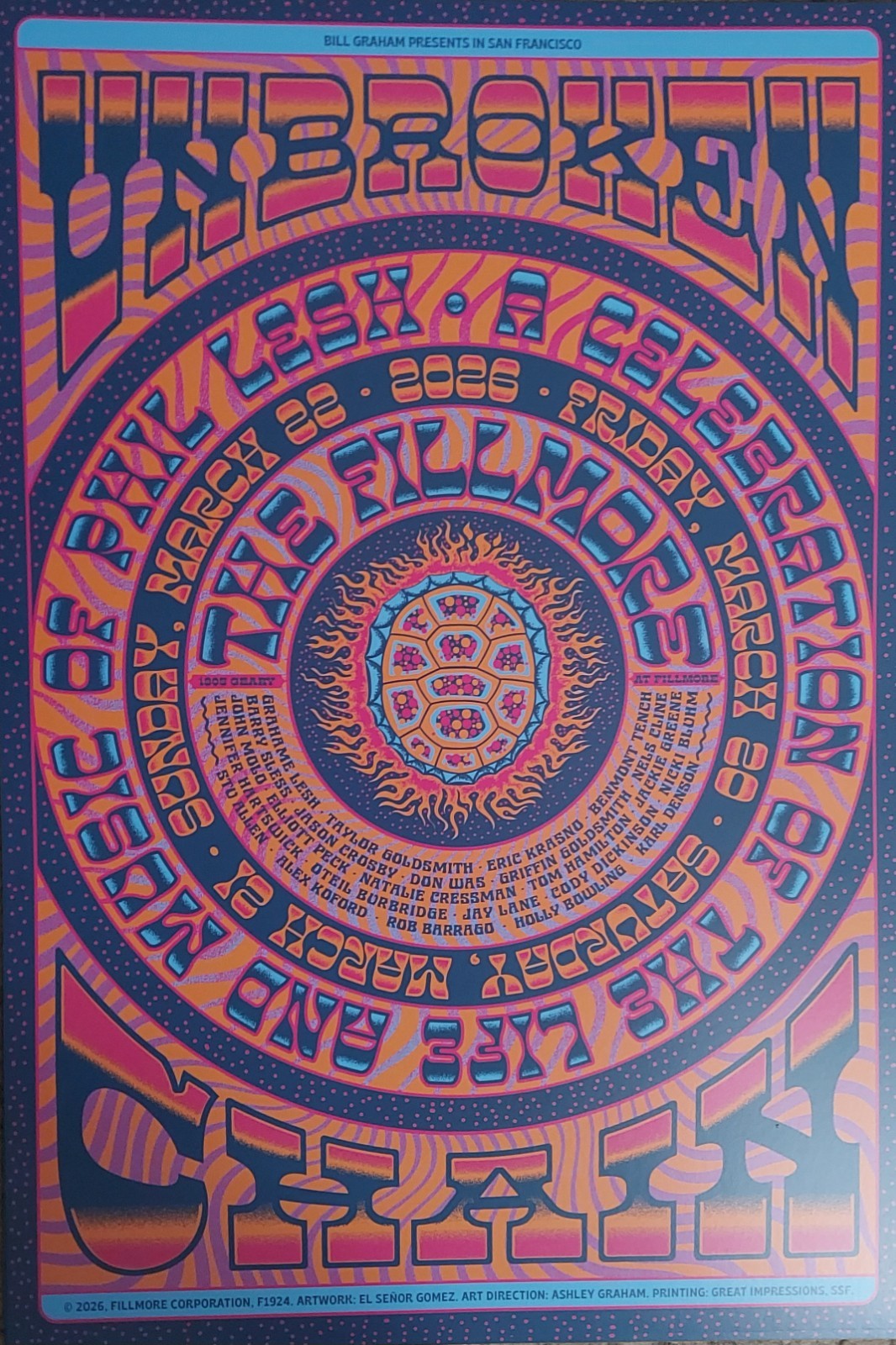 UNBROKEN CHAIN Fillmore Poster Grateful Dead Stu Allen and Co Grahame Phil Lesh