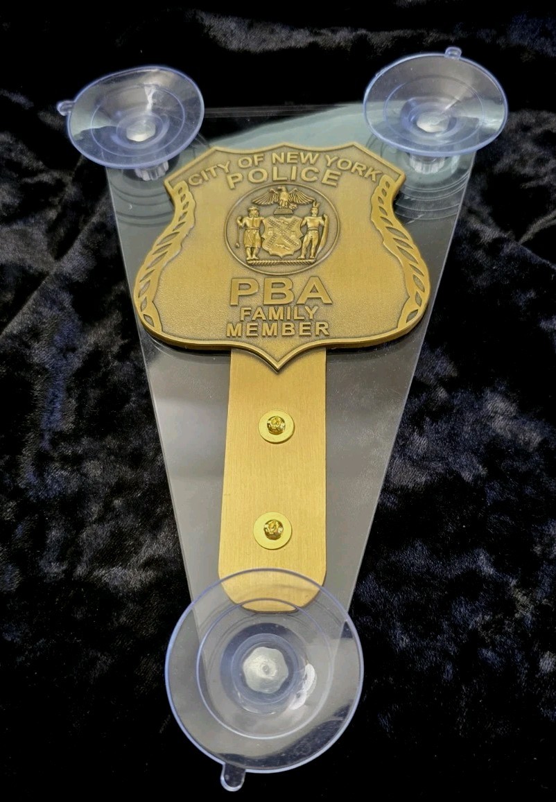 NYPD Windshield Badge Medalion Display. Family Member. Free Shipping.