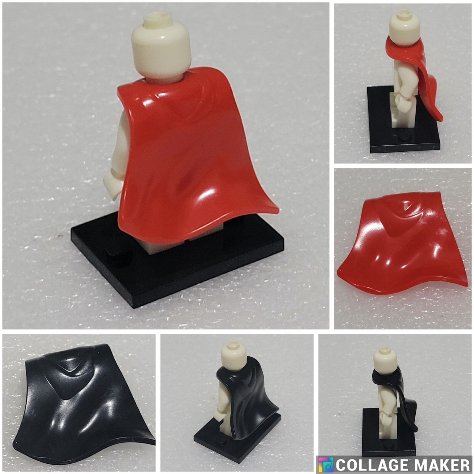 Body Accessories - Plastic Cape - Red or Black for Superhero Minifigure