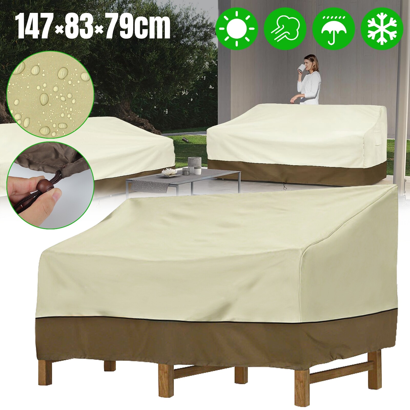 Heavy Duty Waterproof Patio Loveseat Cover, Outdoor 2-Seater Furniture Protector