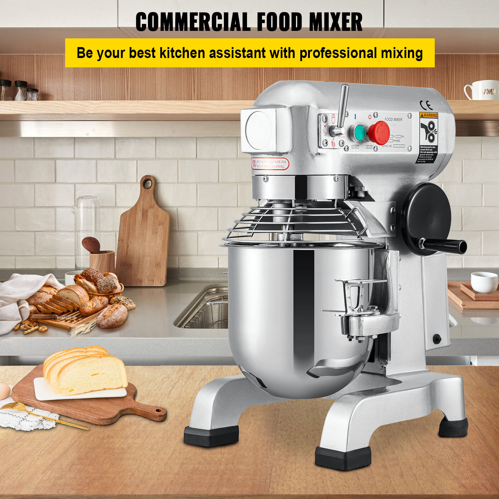 VEVOR Commercial Mixer 10Qt Mixer 3 Speed Dough Food mixer Pizza Bakery 450W