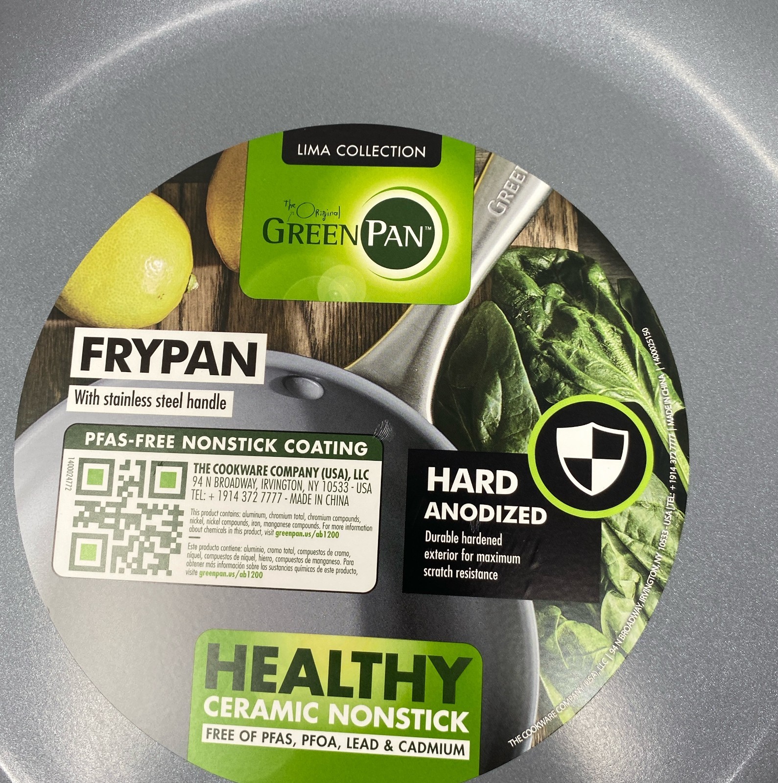 GreenPan Lima 8” Gray Hard Anodized Ceramic Nonstick Fry Pan Skillet