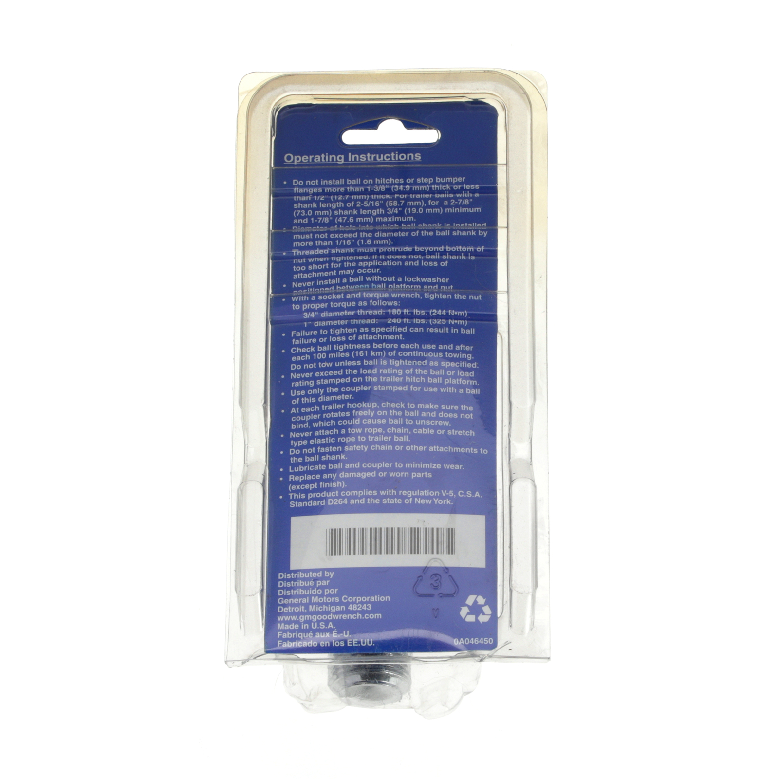 Genuine GM 2001-2019 Cadillac Chevrolet Buick GMC Trailer Hitch Ball 2 19245480