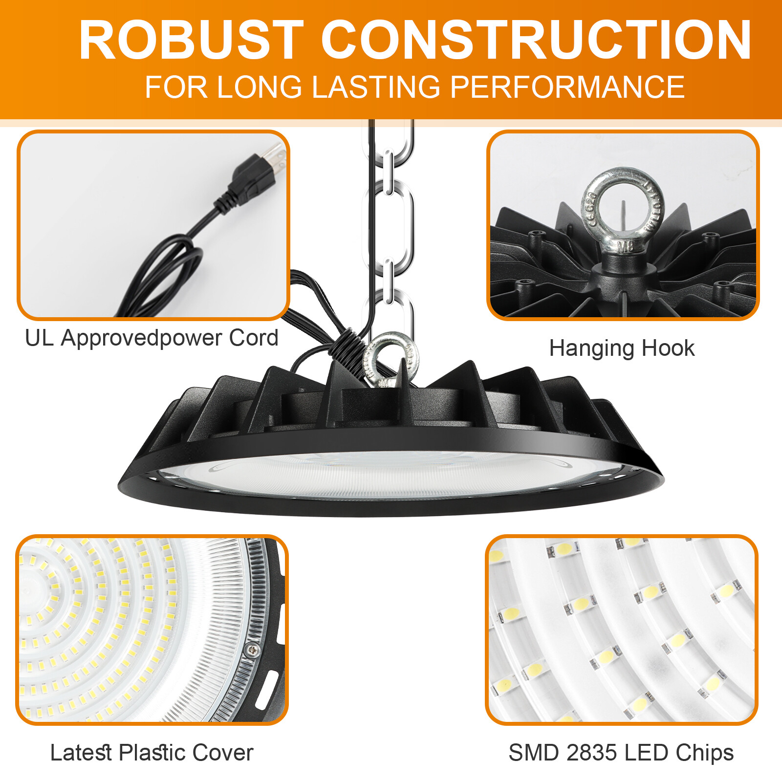 6 Pack 300W UFO Led High Bay Light Shop Industrial Commercial Factory Warehouse