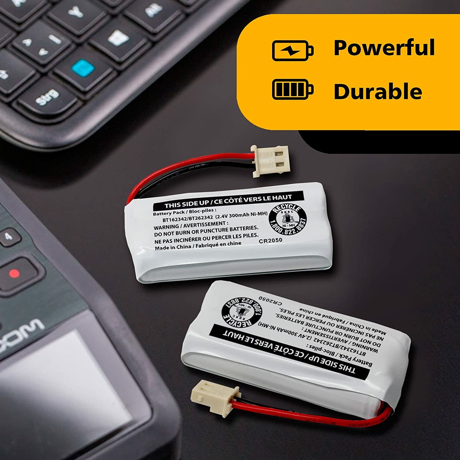 3-Pack Genuine VTech BT162342/BT262342 2.4V 300mAh Cordless Phone Battery Packs