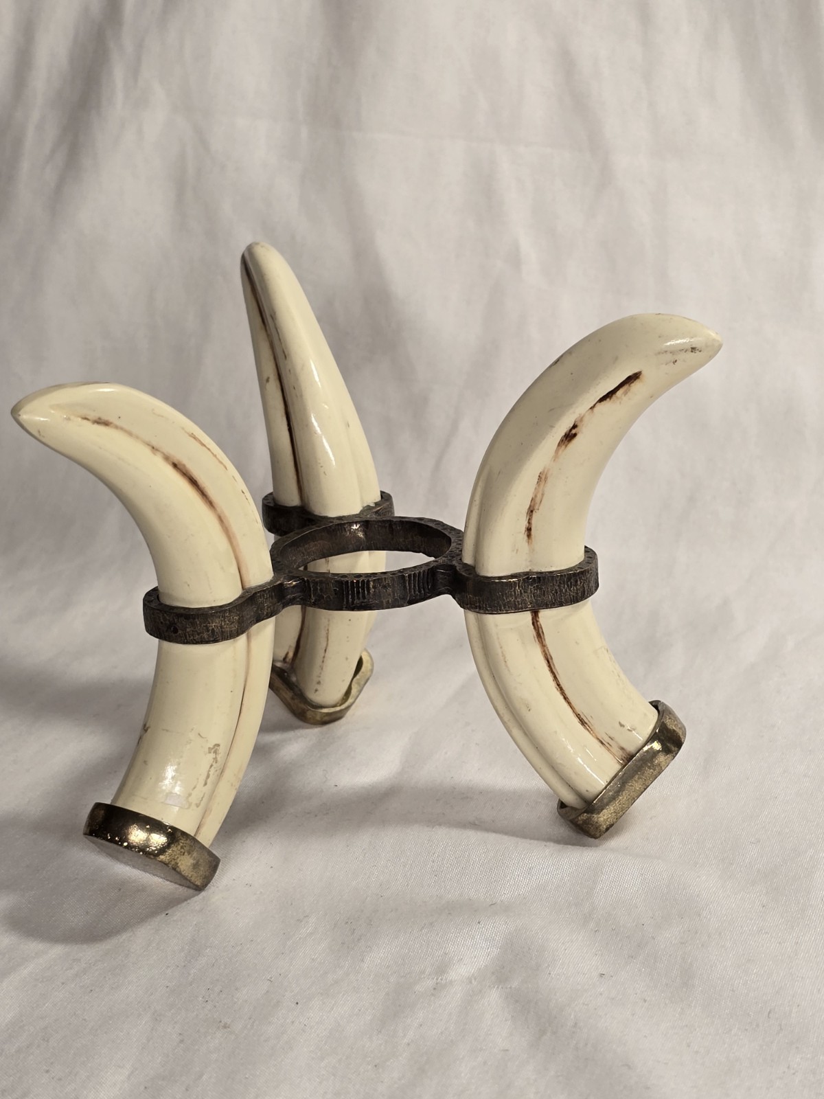 Vintage African Warthog Tri-Leg Display Stand - Brass Gold Metal - 4" x 3.75"