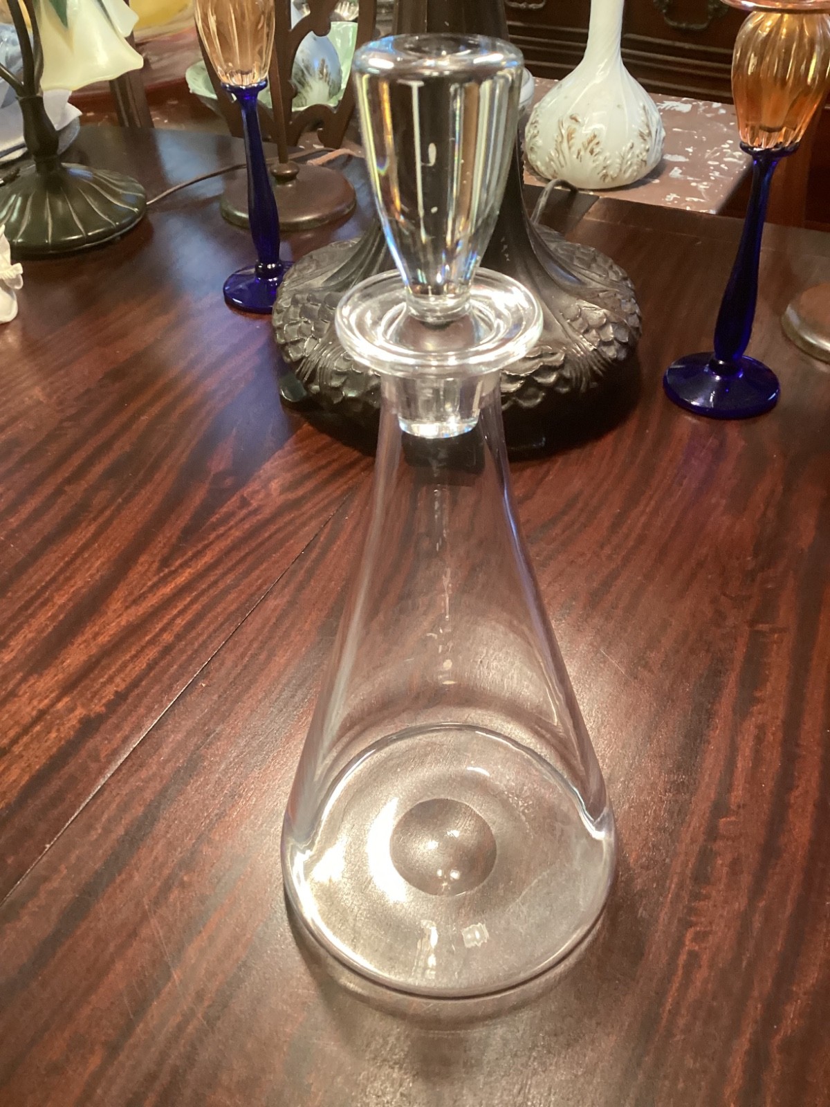 Vintage BACCARAT FRANCE Ship's Beaker Shaped Crystal Decanter w/Stopper 11.5”