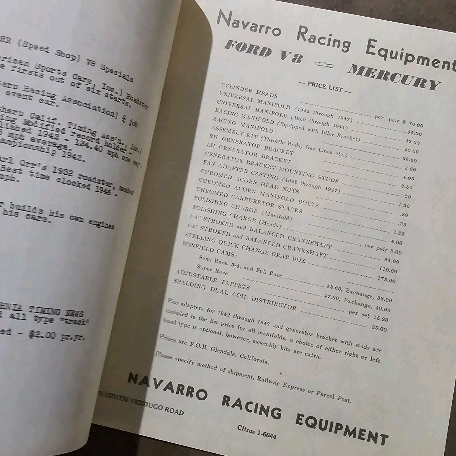 1948 Hot Rod Flathead Catalog Karl Orr heads intakes manifolds scta bonneville