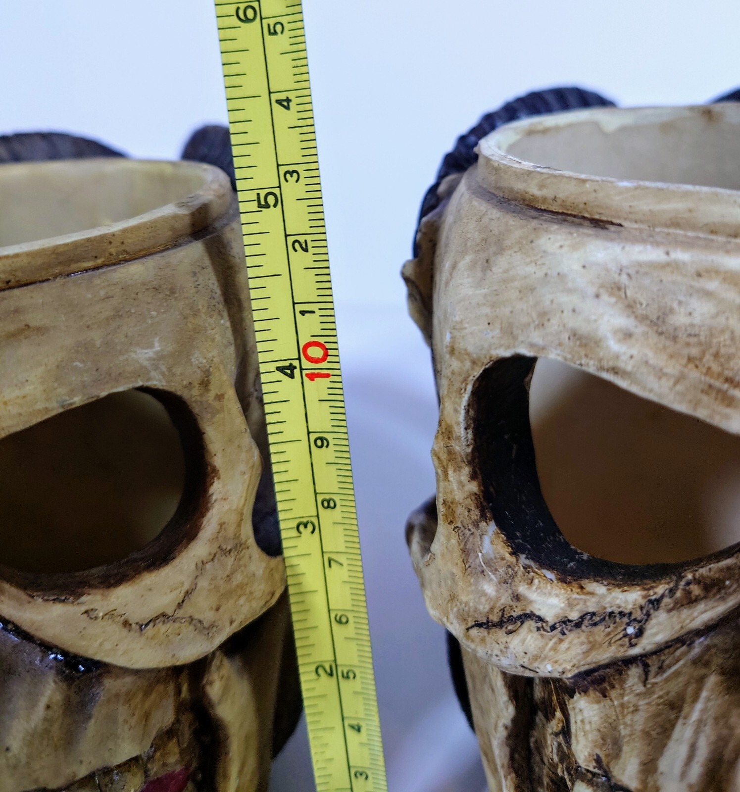 Distressed Skull Vampire Mug/Cup Candle Holder,Pen Holder decorative Lot Of (2)