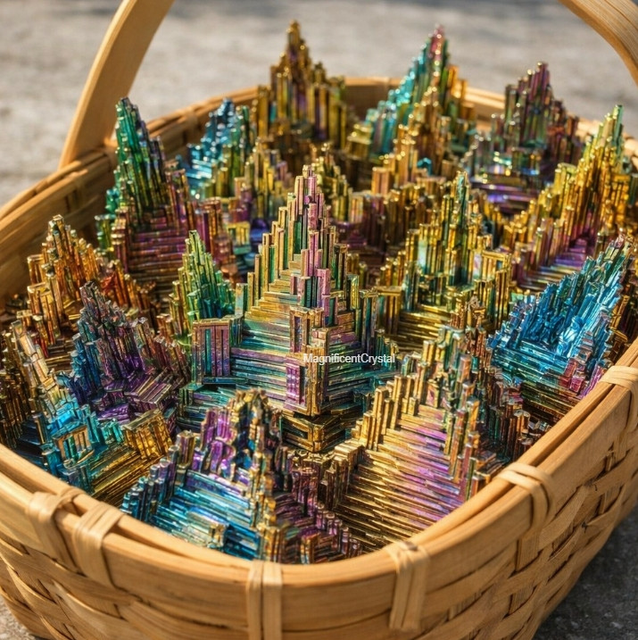 100g Rare Aura Rainbow Titanium Bismuth Quartz Natural Mineral Specimen Crystal