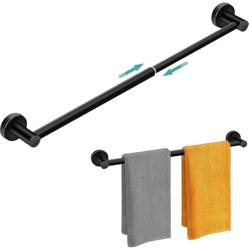 Towel Racks for Bathroom-Adjustable Towel Black 1Pack-Towel Bar
