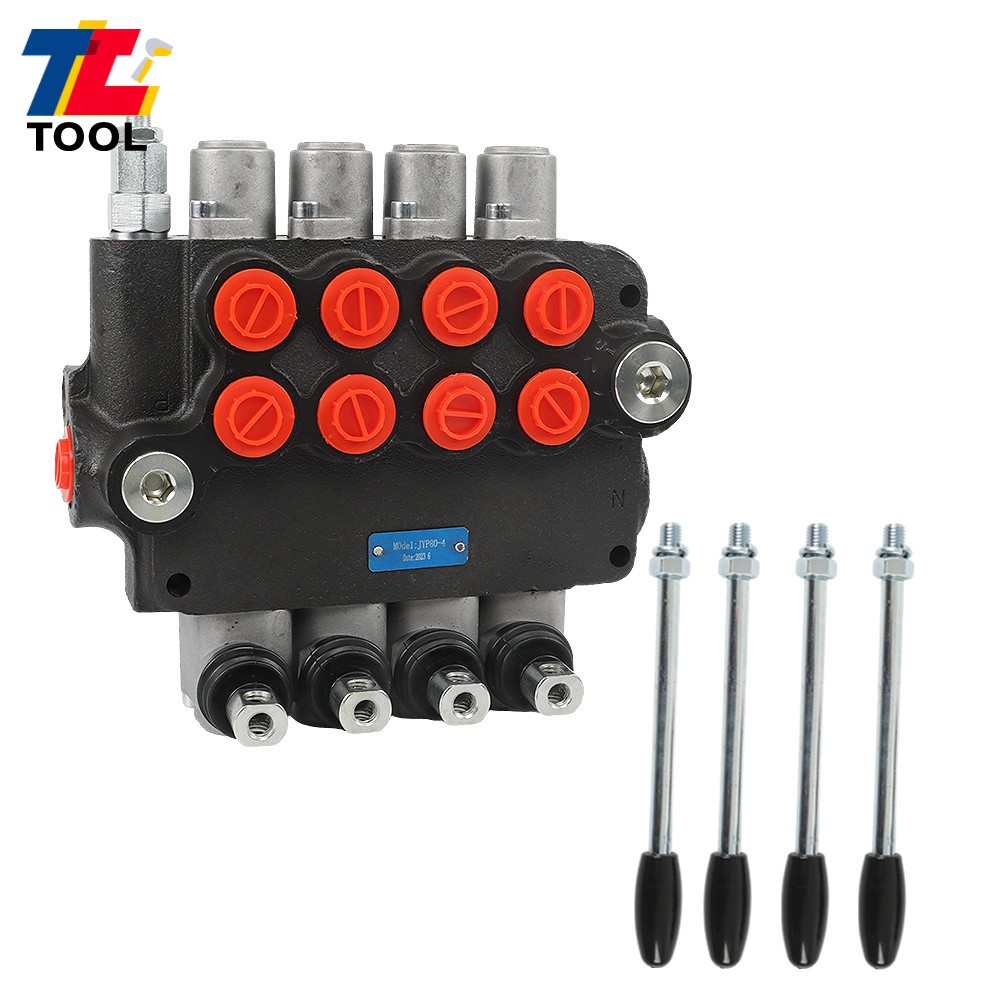 4 Spool 21 GPM 3600 PSI Hydraulic Control Valve Double Acting SAE Ports