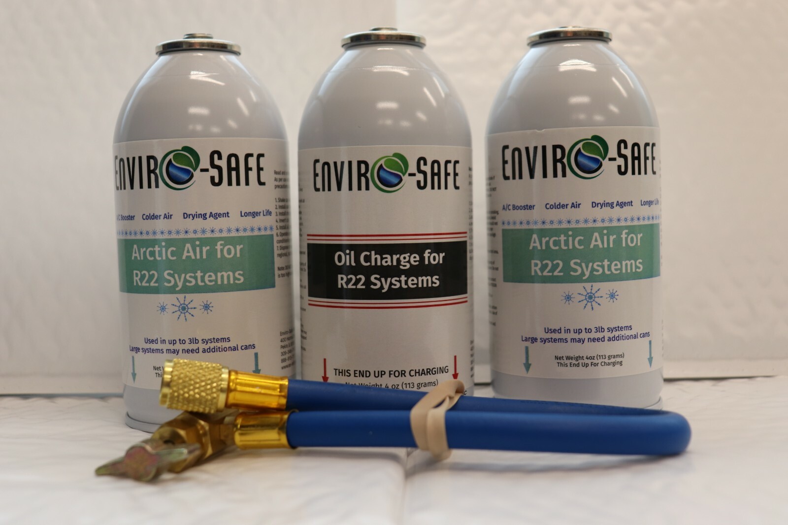 Envirosafe Arctic Air & Oil for R22, AC Coolant Support and brass hose
