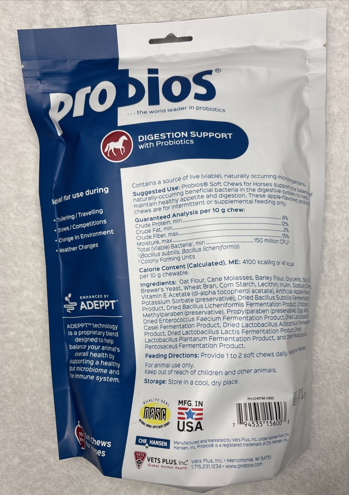 Probios Horse Soft Chews 1.32 Lb. Apple Flavor Digestion Support w/probiotics