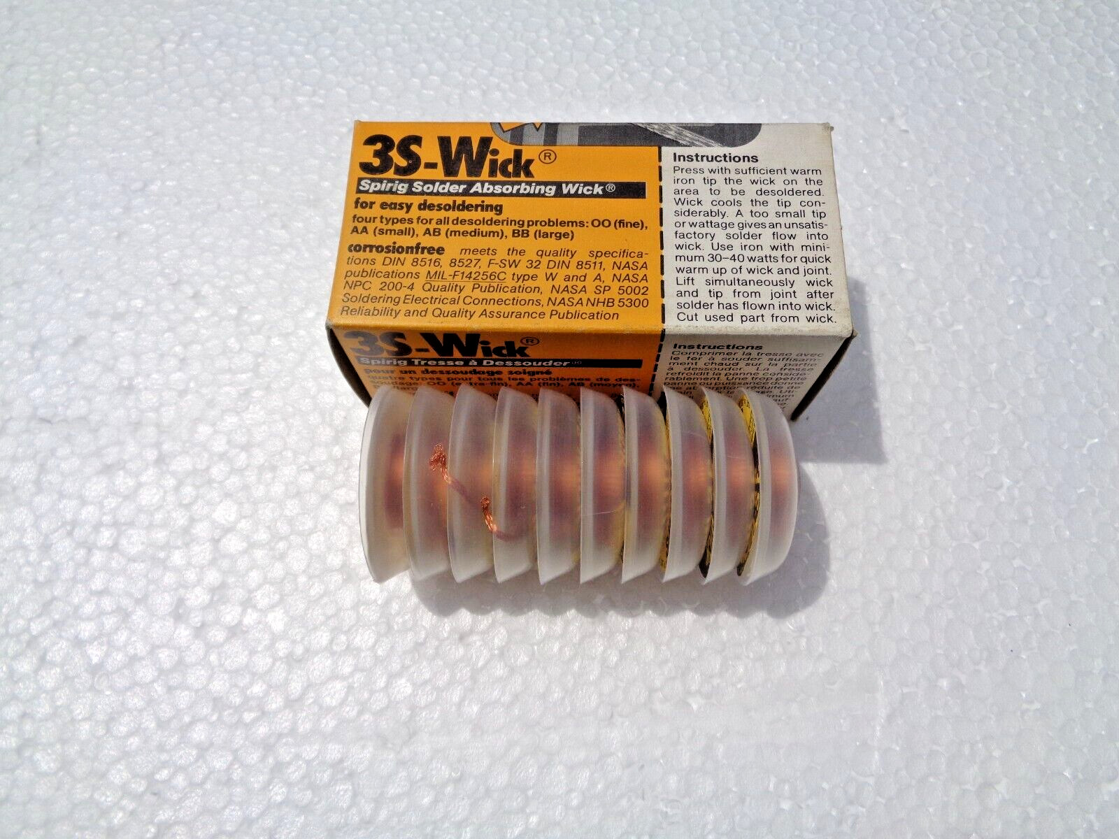 10 Solder Wick 1.1mm Braided. 5.5FT No Clean Wick 3S-WICK SPIRIG NEW MADE IN USA