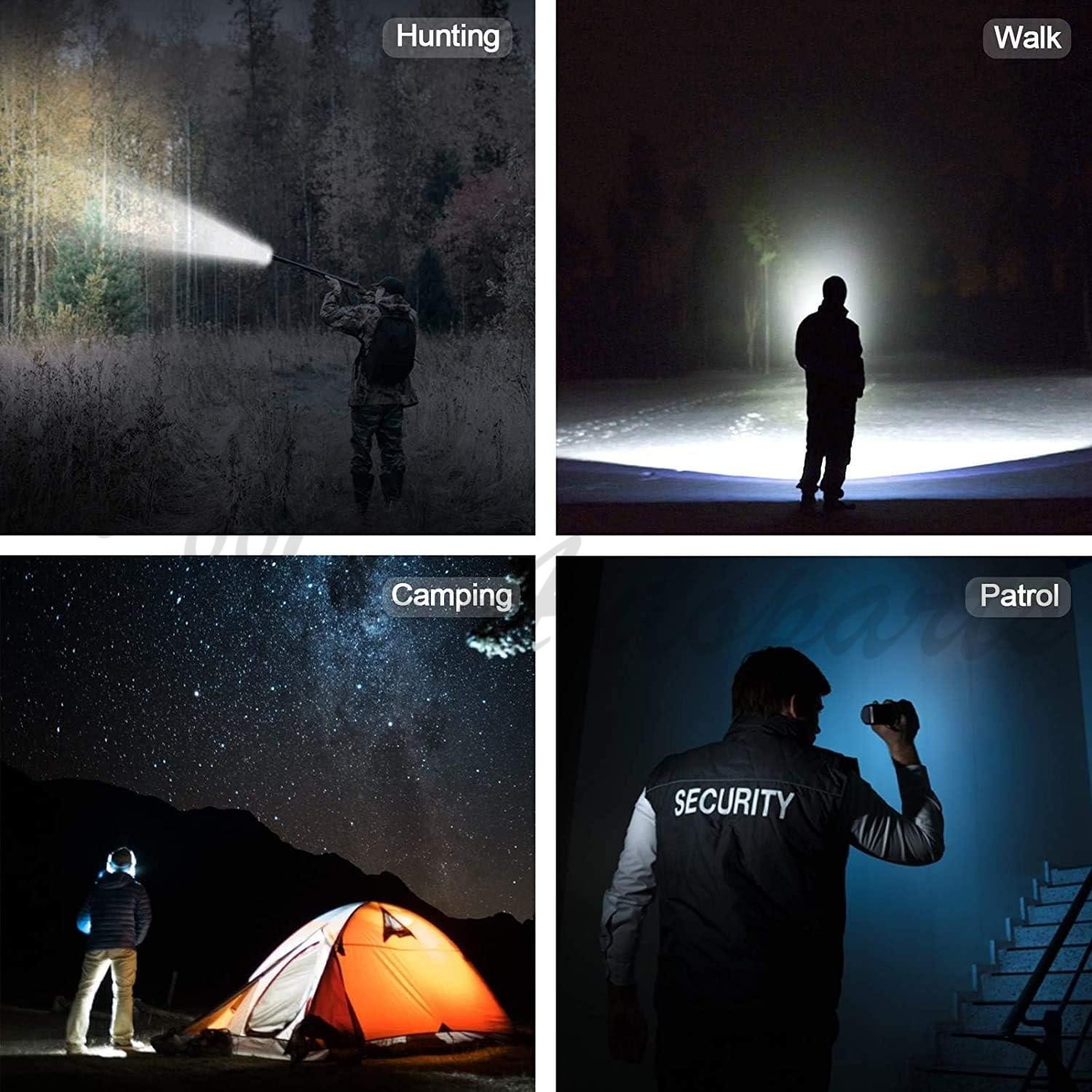 90000LM Tactical Police Gun Flashlight +Picatinny Rail Mount+Switch for Hunting