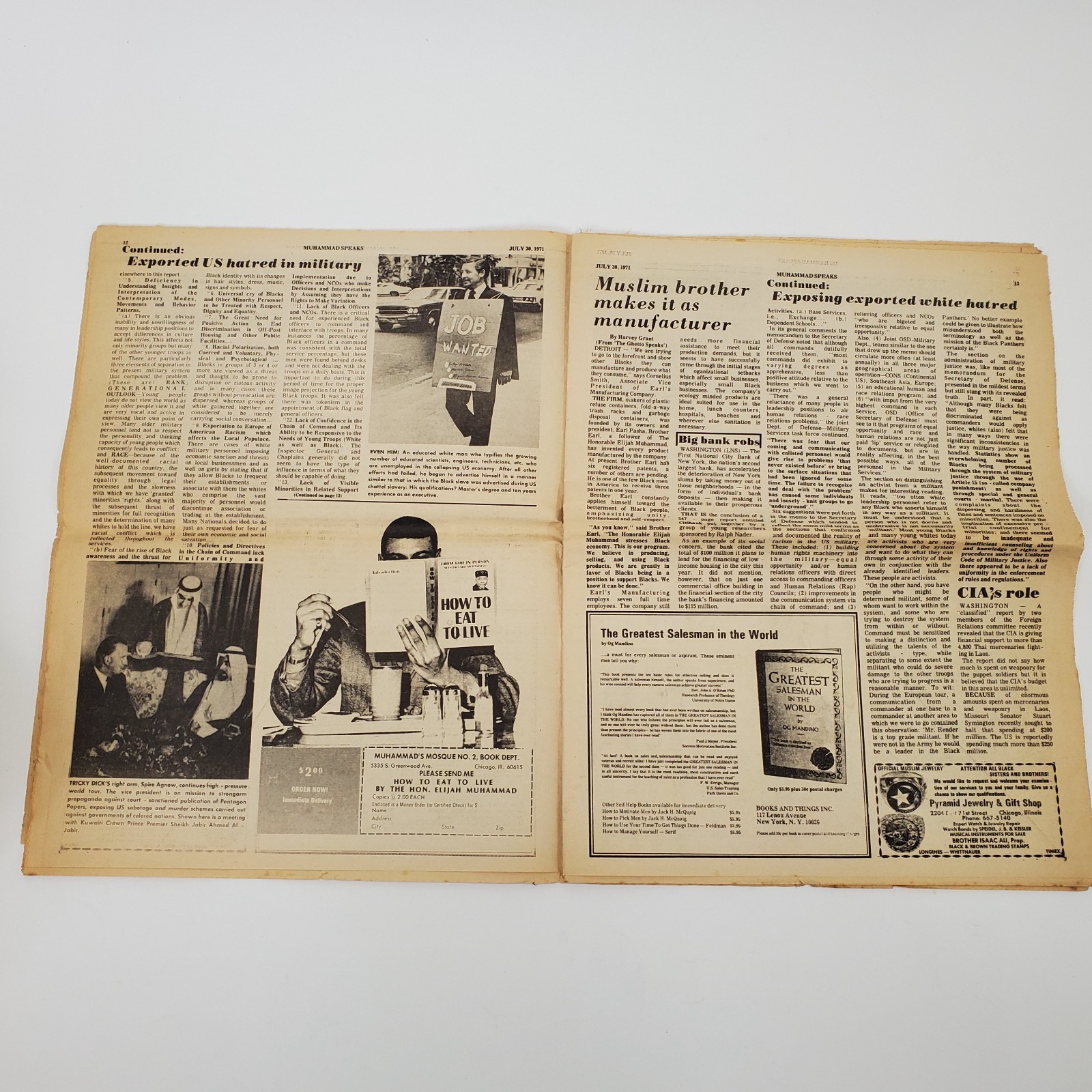 Muhammad Speaks Newspaper July 30 1971 Nation of Islam Black History VTG