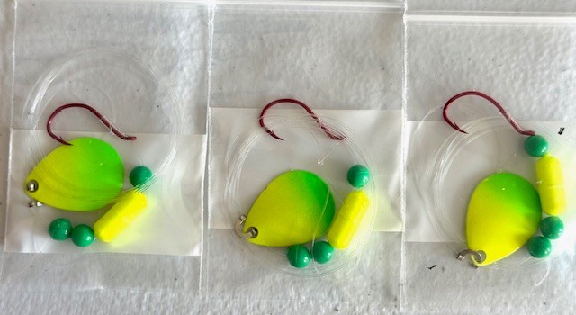 SUZIES SPINNERS-Walleye Crawler Harness 30 Pack 1 Hook Floater #3 Colorado Blade