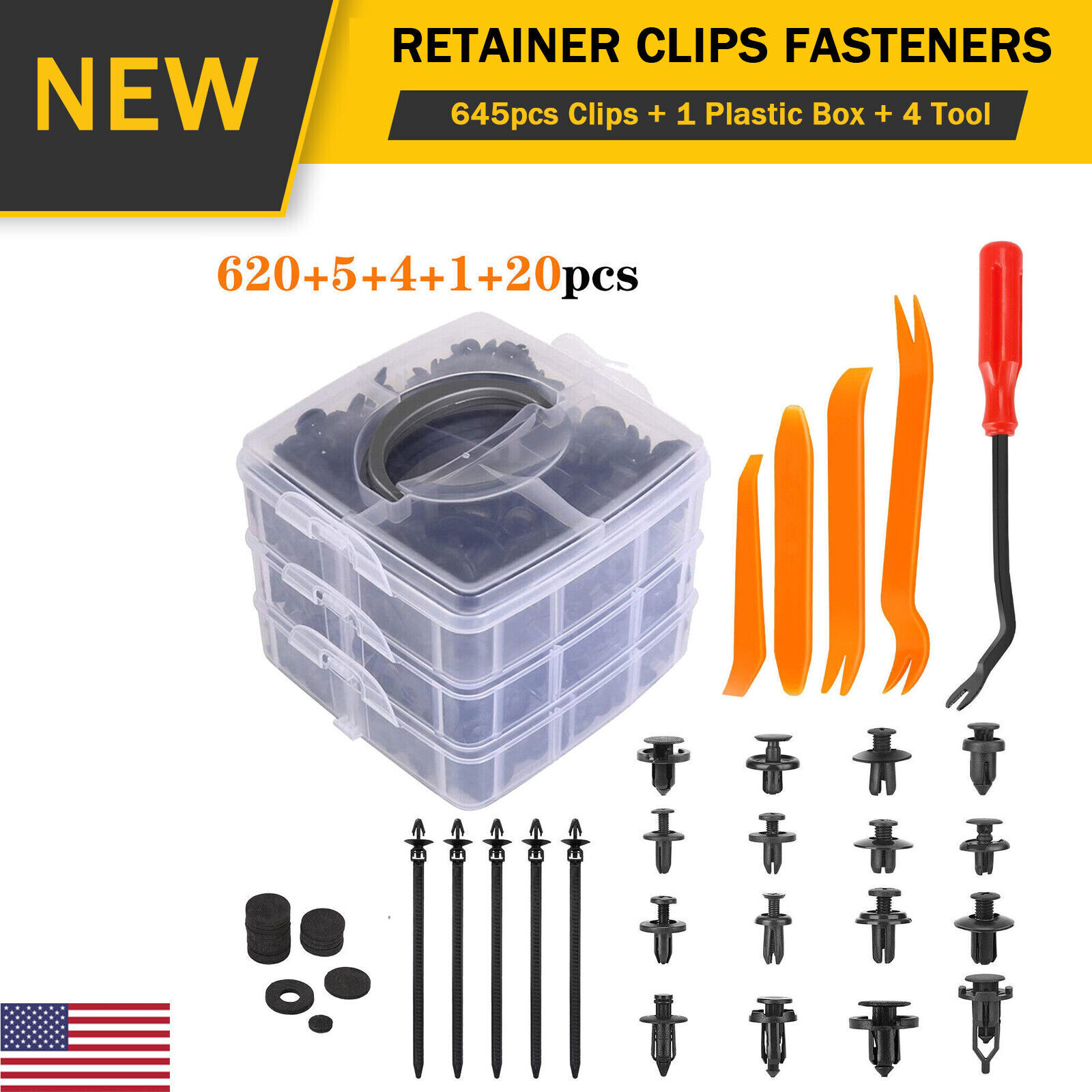 650PCS Car Body Retainer Clips Auto Fasteners Push Trim Pin Rivet Bumper Kit US