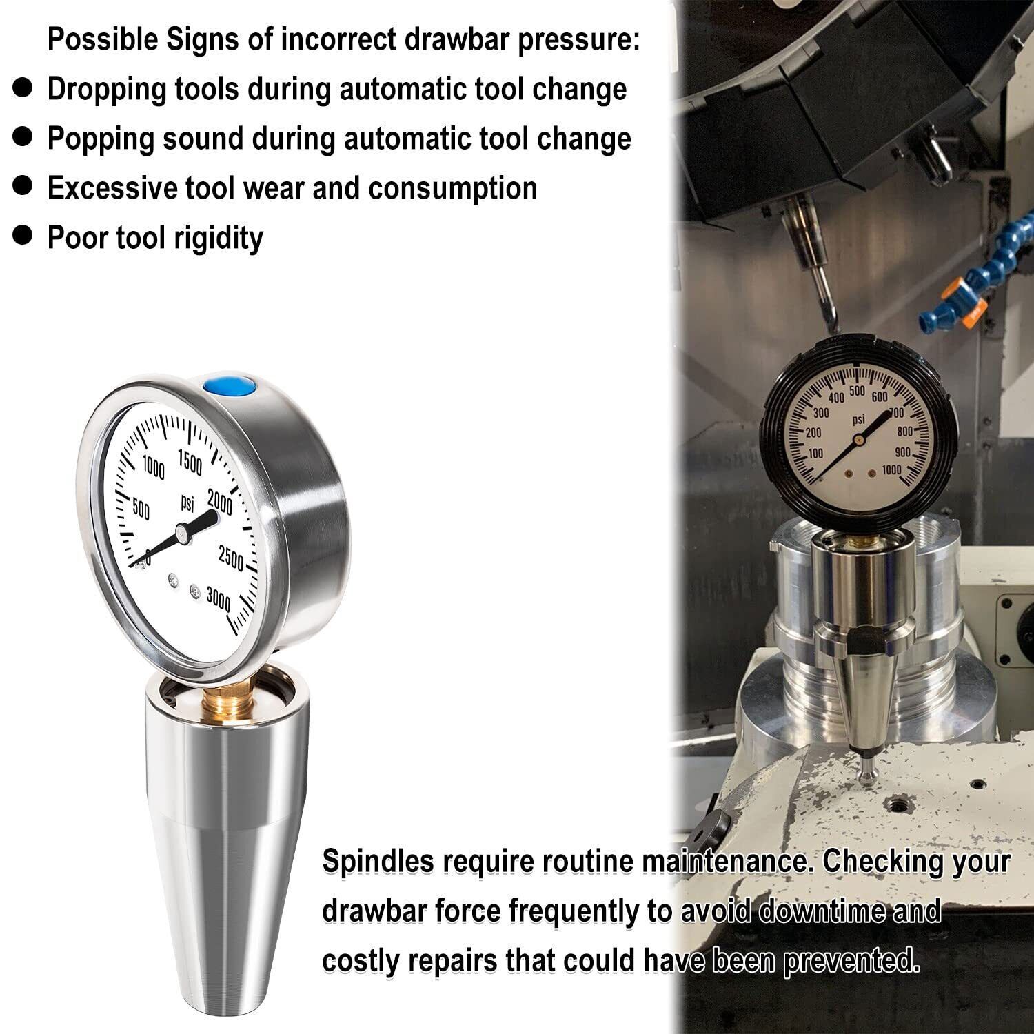 For All CAT 40 Machines & Bt 40 Spindle Drawbar Force Gauge Tester Checker Tool