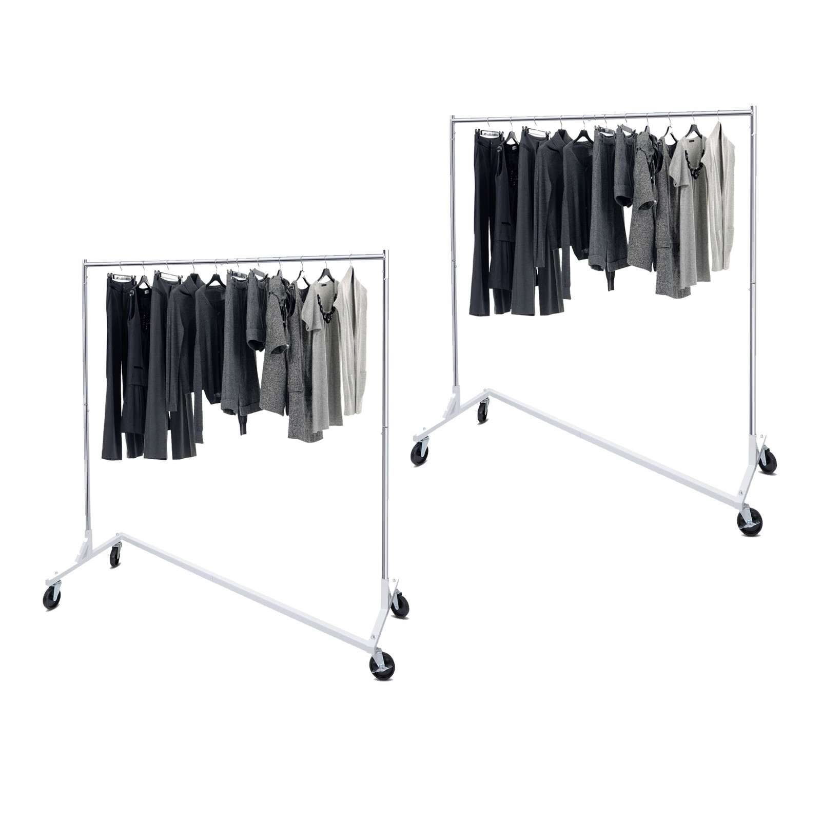 2PCS Commercial Garment Rack Collapsible Rolling Clothes Clothing Rack w/Wheels