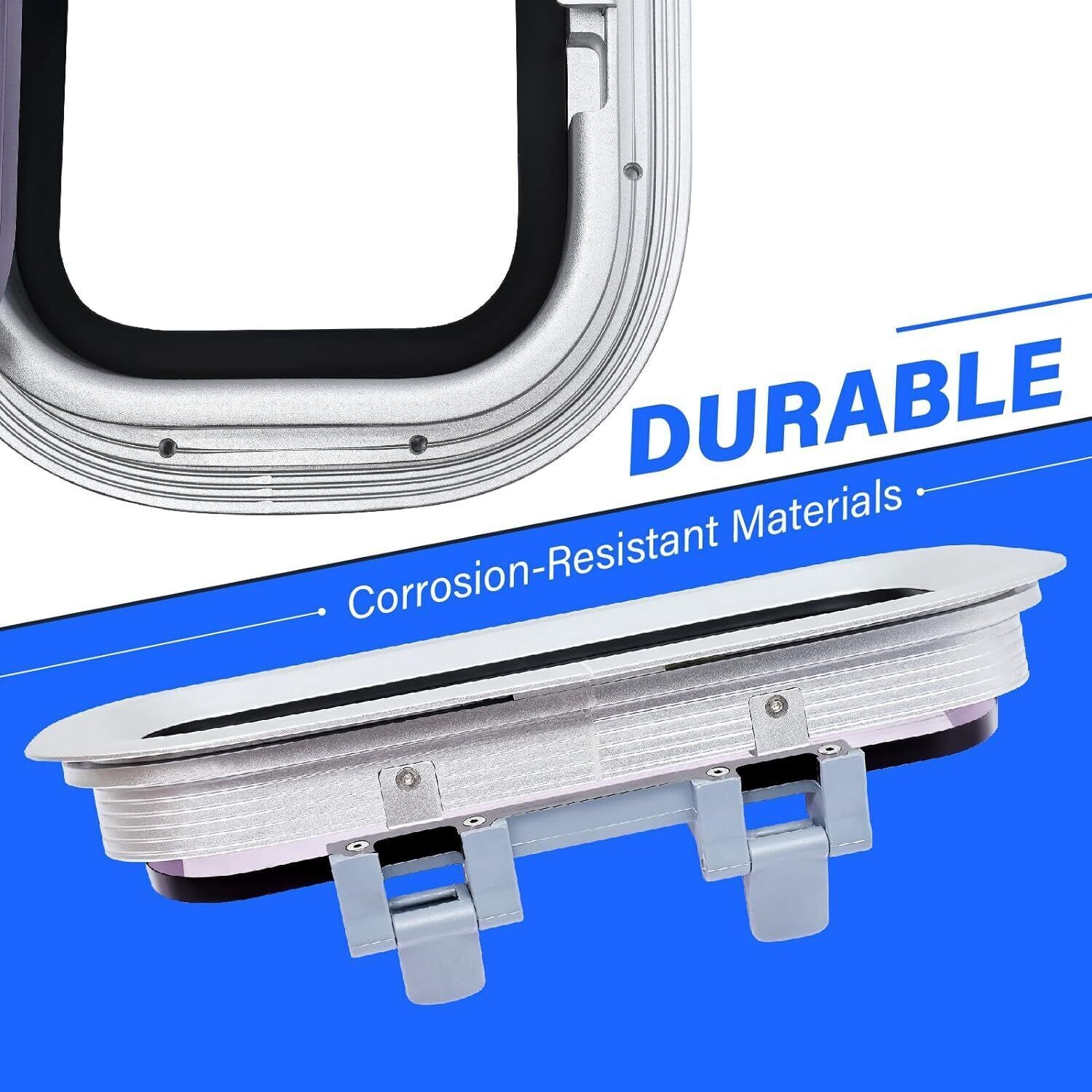 14.5" x 7.6" Rectangular Deck Hatch Anodized Aluminum Boat Porthole Window