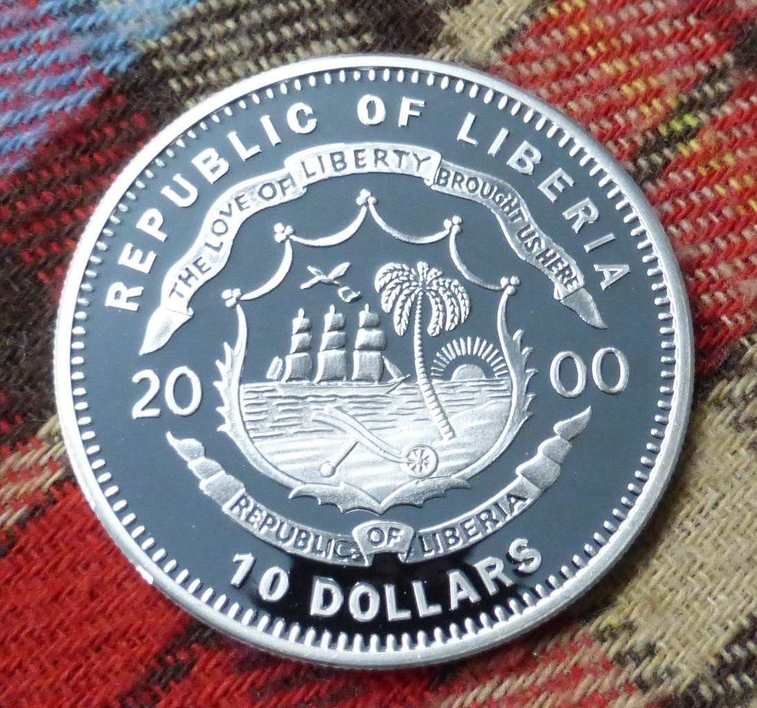 .999 Fine Silver 2000 Washington Crossing the Delaware River Liberia Proof $10