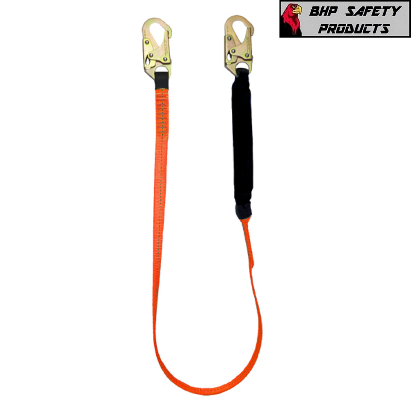 Fall Protection Safety Lanyard 6' Internal Shock-Absorbing with Snap Hook