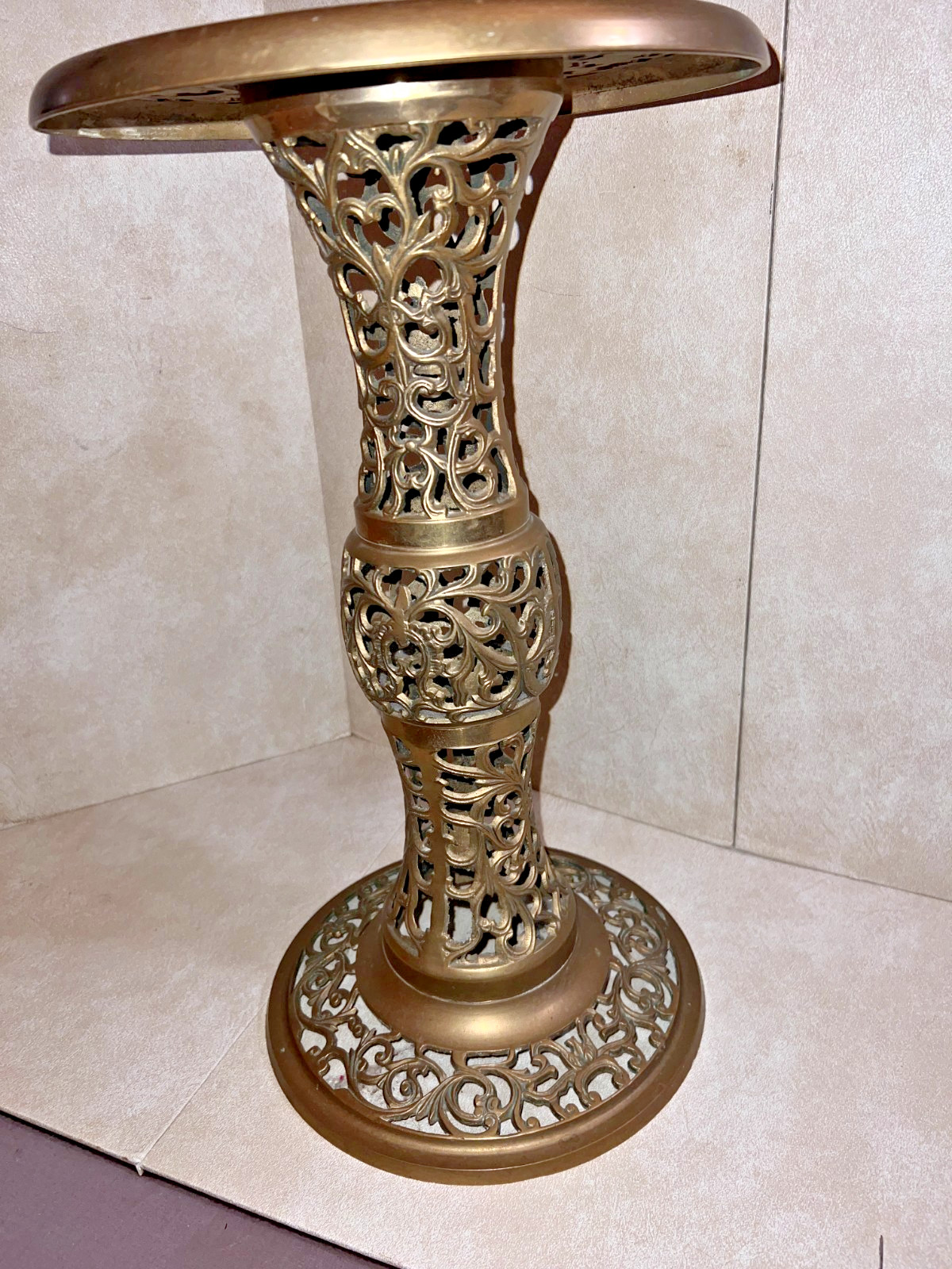 RARE 1950s Italian BRASS Filigree Plant Stand/ Table, Handmade Ornate Design