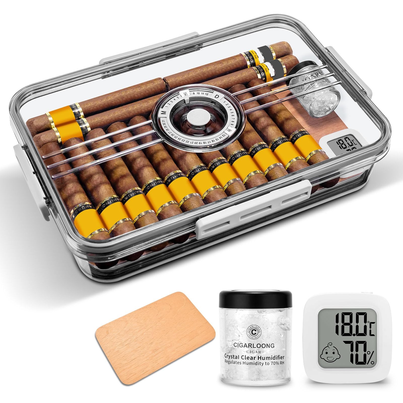 Cigar Humidor Clear Acrylic Spanish Cedar S (Holds 20-30 Cigars)