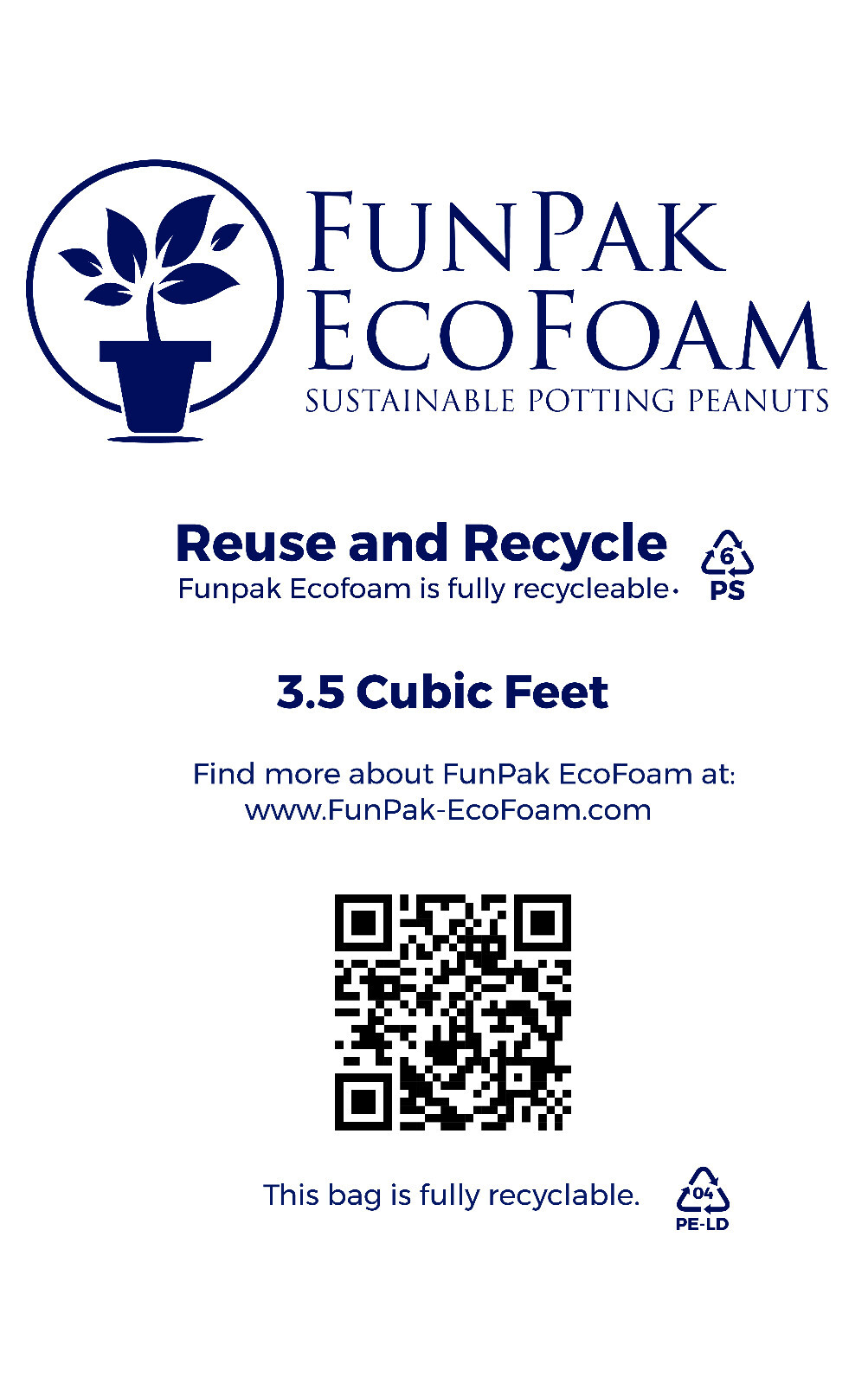 Bubblefast! FunPak EcoFoam Sustainable Potting Peanuts, 1.5 cu. ft.