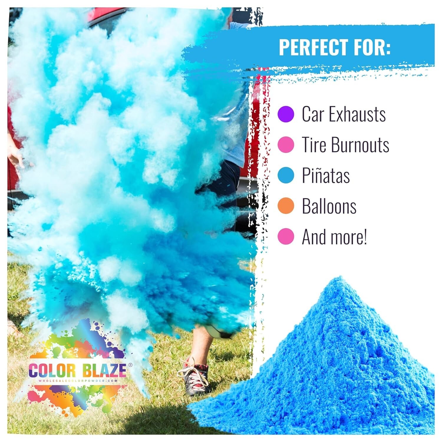 Color Blaze Color Powder Packets - 75 g Each - 25 Packs Blue Baby Gender Reveal