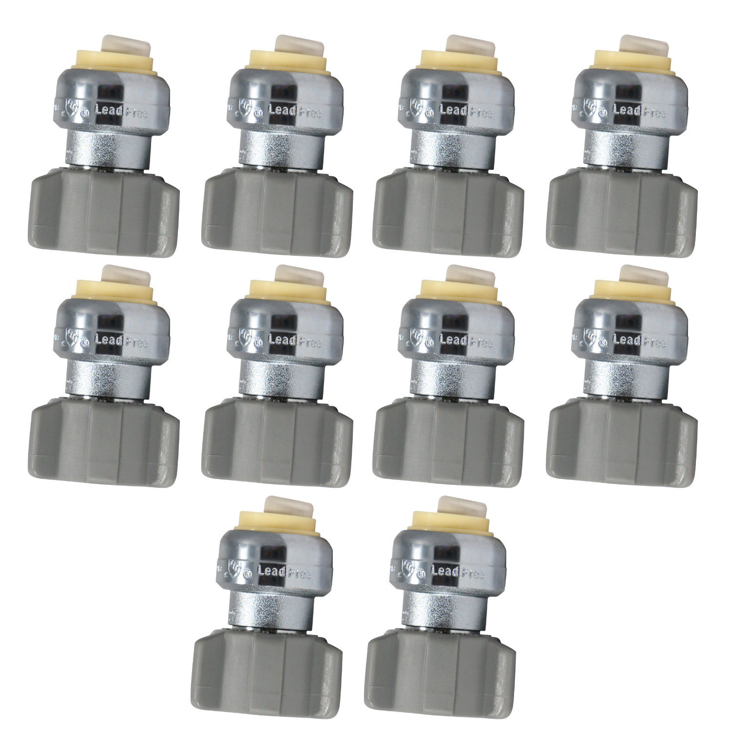 10 Pack XFITTING 1/2" Push Fit x 1/2" FIP Faucet Connector, Lead Free Brass