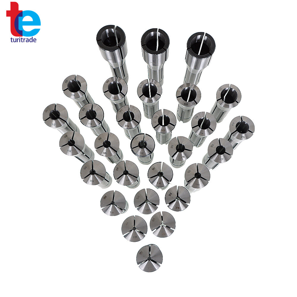 29Pcs R8 Spring Collet Set Fractional 1/32" To 1" High Precision for Bridgeport