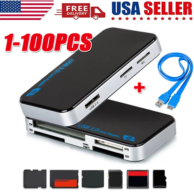 USB 3.0 Memory Card Reader Adapter 5GBPS Fit CF/TF/SD/Micro SD/XD/M2/MS Card LOT