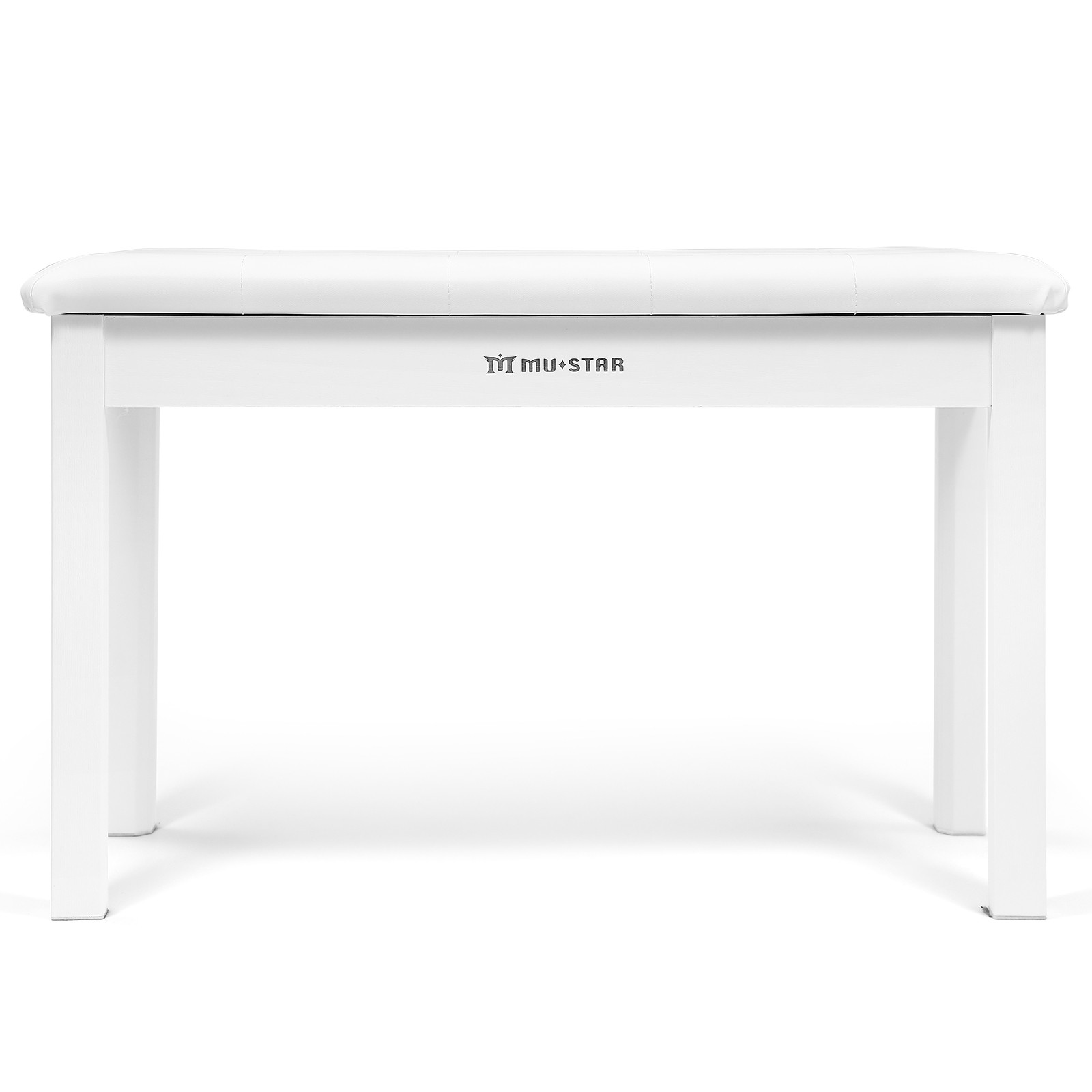 Wooden White Duet Piano Keyboards Bench Vanity Stool with Storage,Padded Cushion