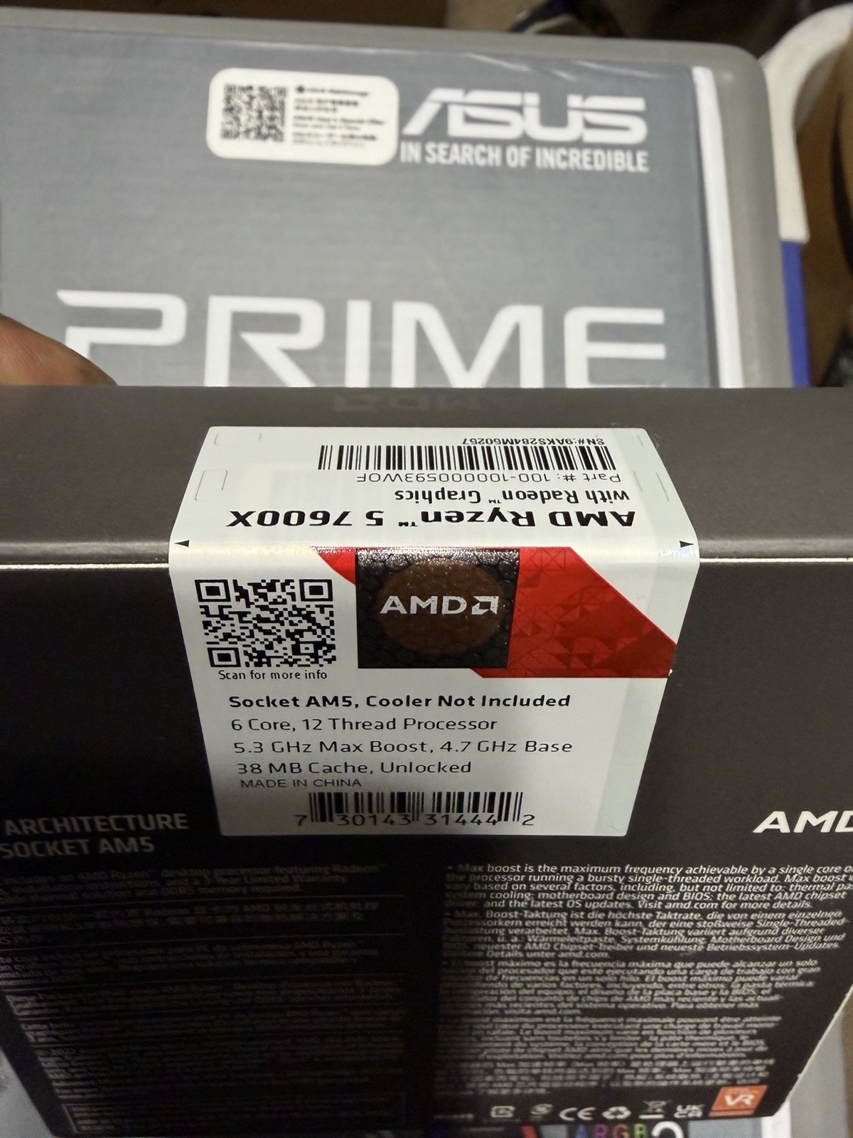 CPU + Motherboard Combo - AMD Ryzen™ 5 7600X + ASUS Prime B650-PLUS WiFi